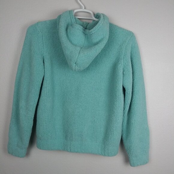 COLUMBIA SPORTSWEAR aqua chunky knit fluffy soft hoodie zip sweater sz.L - Picture 7 of 9